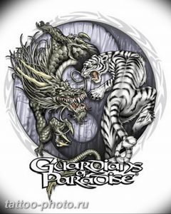 фото тату тигр и дракон 07.12.2018 №035 - tattoo tiger and dragon - tattoo-photo.ru
